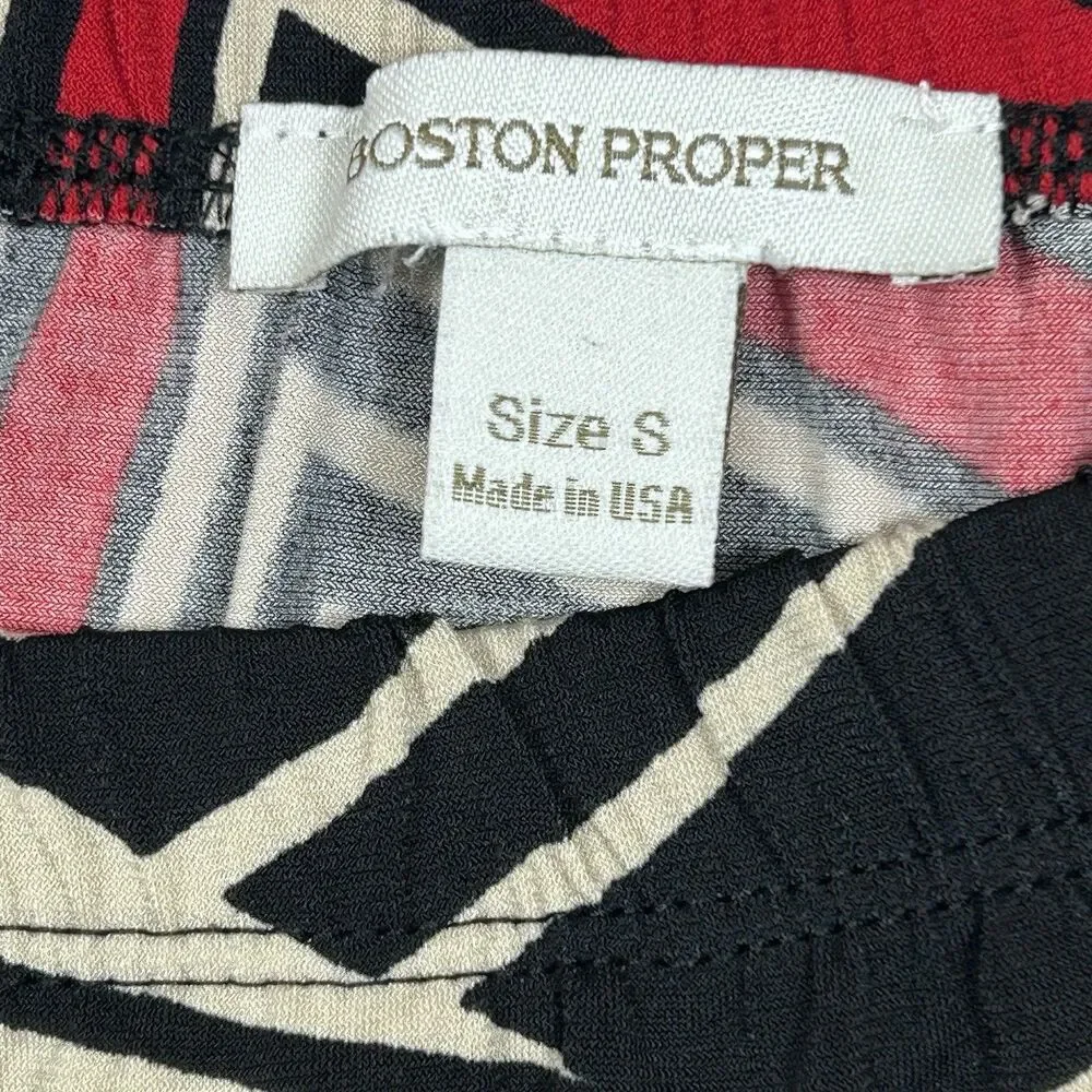 Boston Proper Maxi Skirt Small Black Red African Geometric Long Slit USA Vtg?